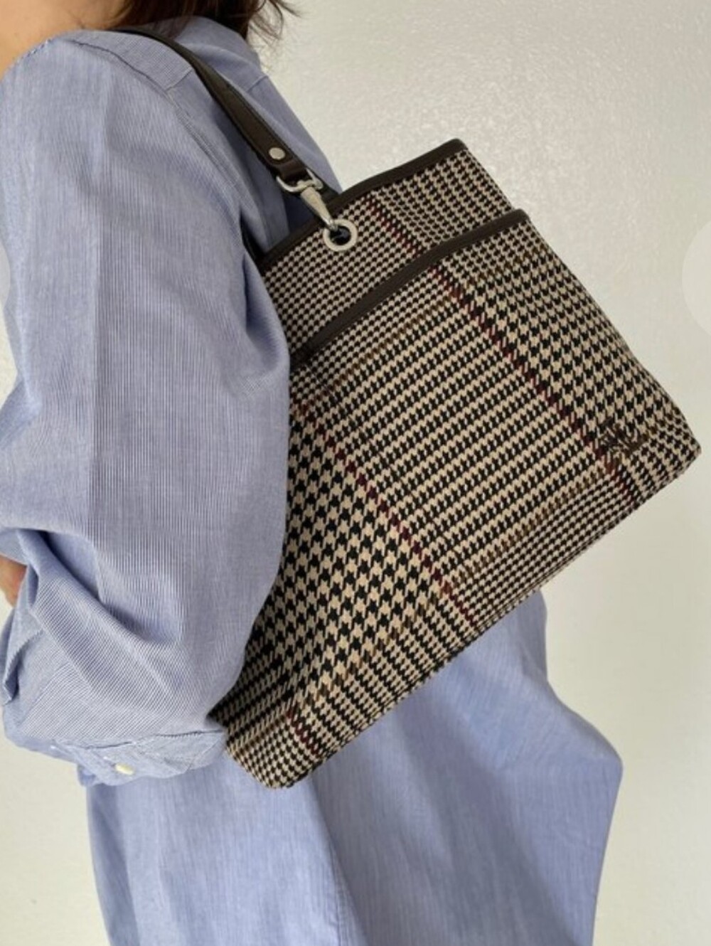 Lauren Ralph Lauren houndstooth plaid mini tote bag Vintage NWOT - Picture 3 of 9